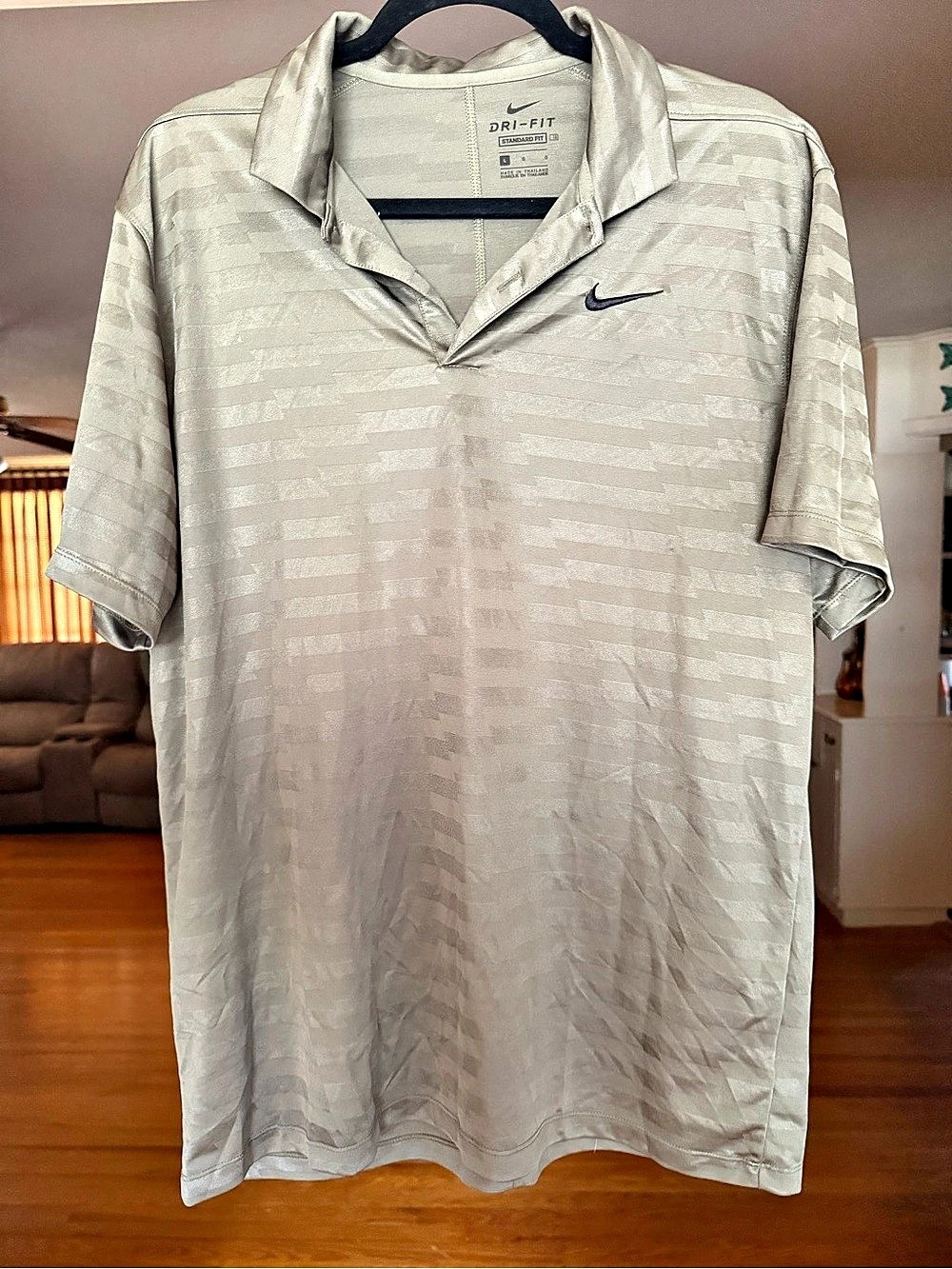 Nike Dri-FIT Standard Fit Polo Beige Large Like New